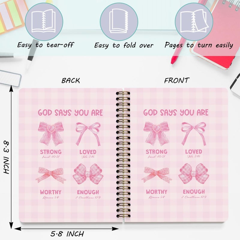 CQM 2 Packs Pink Bow Bible Spiral Notebook College Ruled Trendy Notebook Journal Preppy Coquette Christian Gifts for Women Teen Girls Note Books Journals for Writing Journaling Notebooks Office Supplies - Image 2